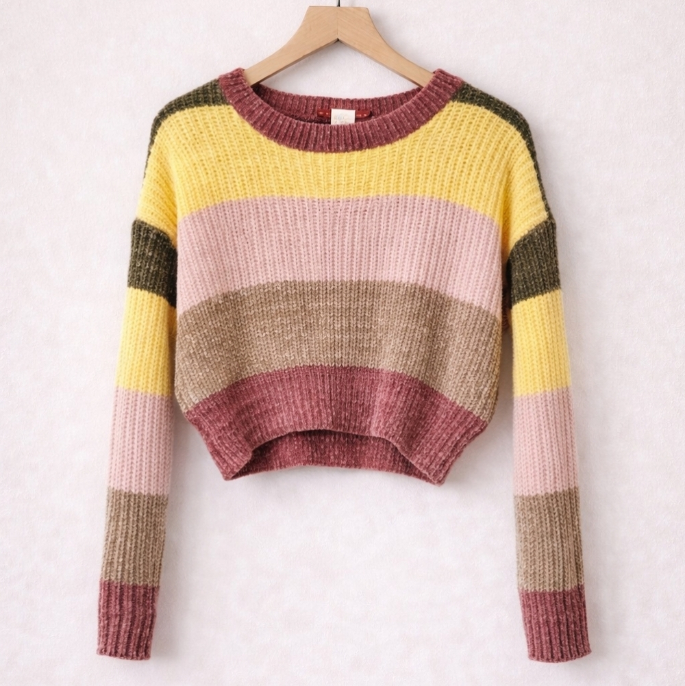 Luv Lane Chenille Striped Cropped Sweater – XS